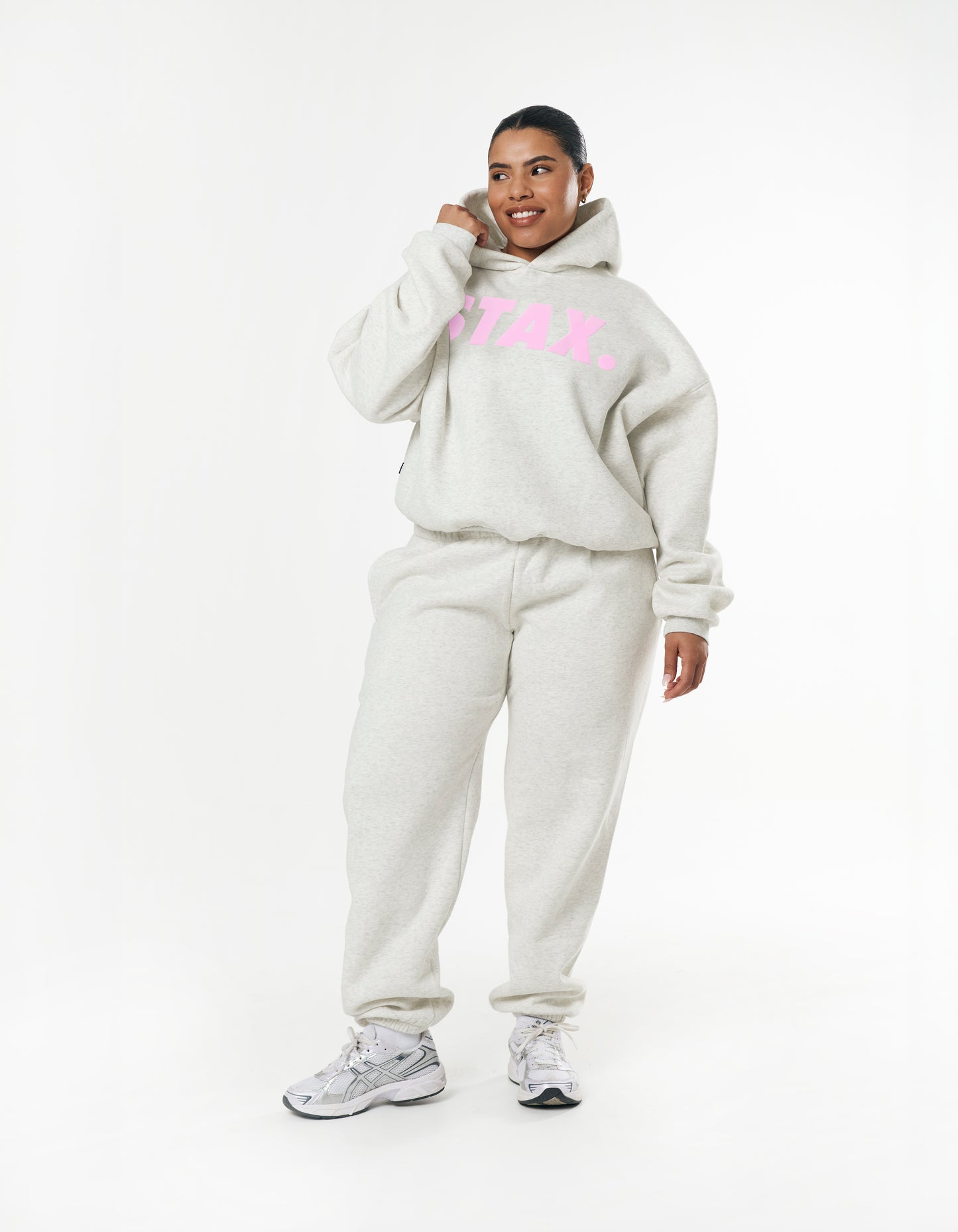 Classic Cuffed Jogger - Light Grey/Pink