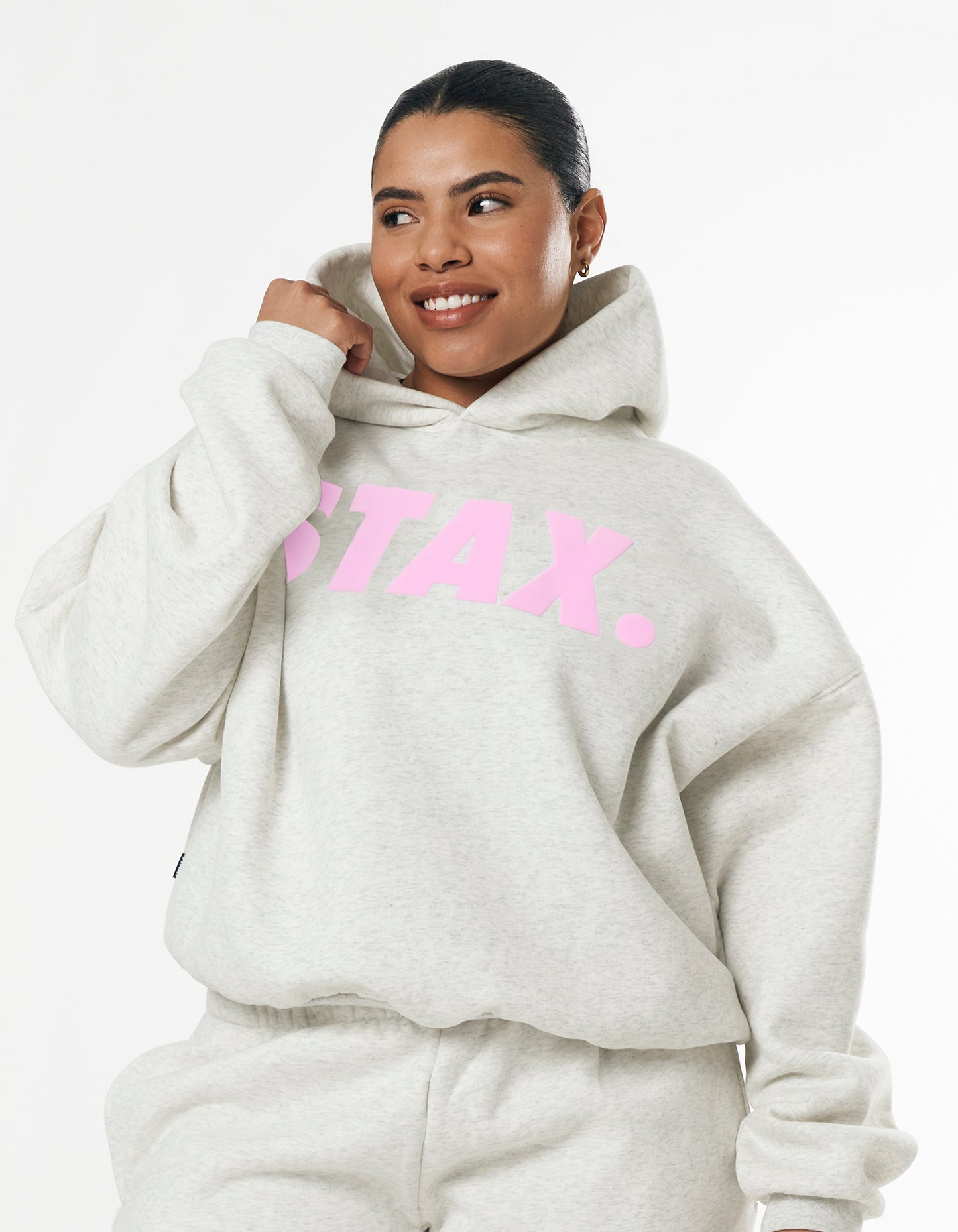Grey Sweatshirt With Pink Writing Grey Worldwide Slogan Oversized