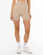 Premium Seamless Midi Bike Shorts - Taupe