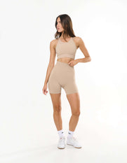 Premium Seamless Midi Bike Shorts - Taupe