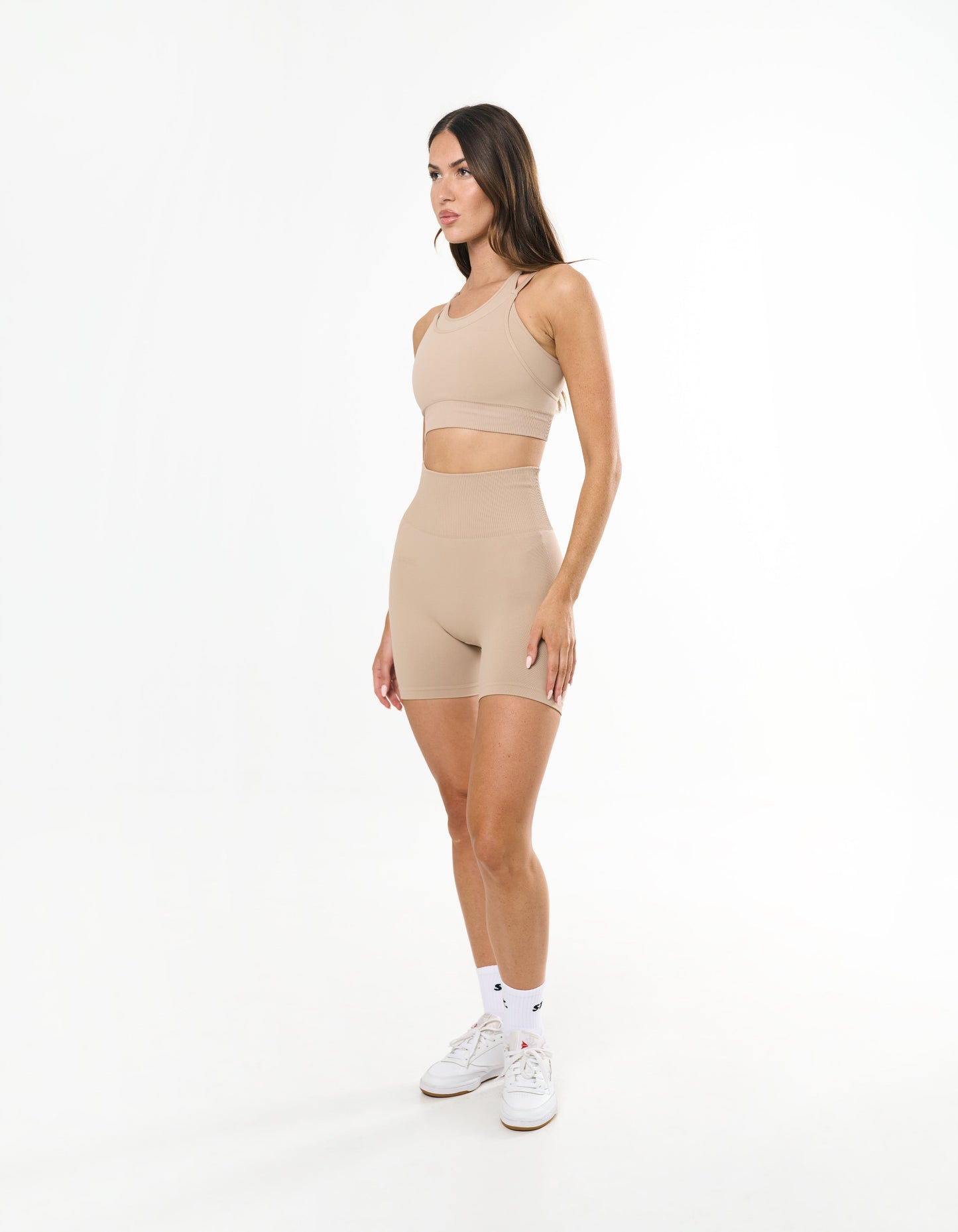 Premium Seamless Midi Bike Shorts - Taupe