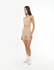 Premium Seamless Midi Bike Shorts - Taupe