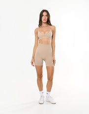 Premium Seamless Midi Bike Shorts - Taupe