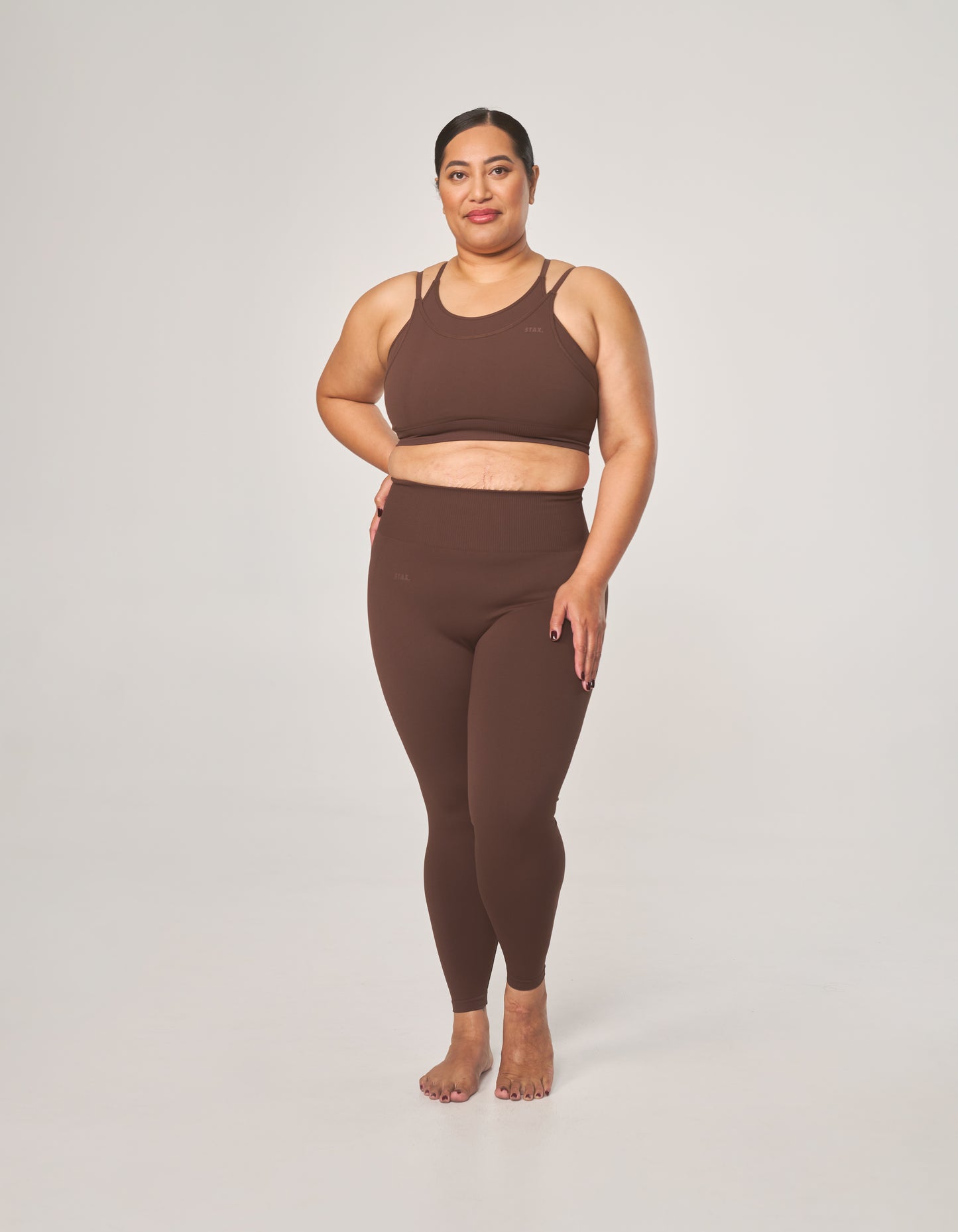Premium Seamless Layered Crop - Cocoa