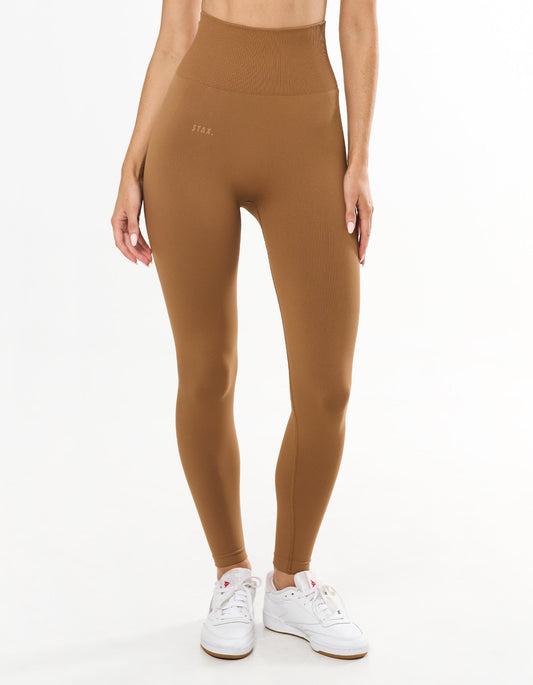 Premium Seamless Full Length Tights - Toffee