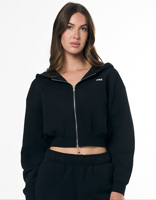 Cropped Zip Hoodie Solfleece™ - Black
