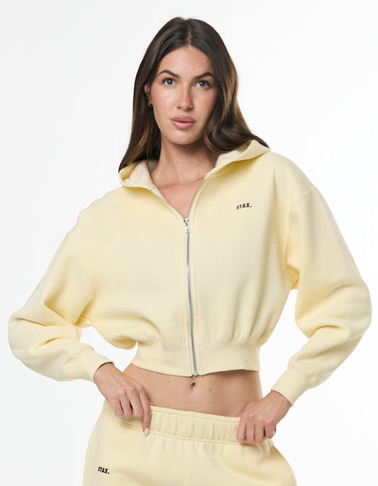 Cropped Zip Hoodie Solfleece™ - Butter