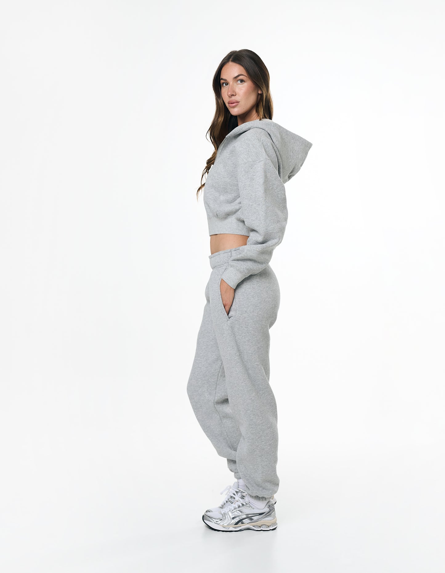 Cropped Zip Hoodie Solfleece® - Grey Marle
