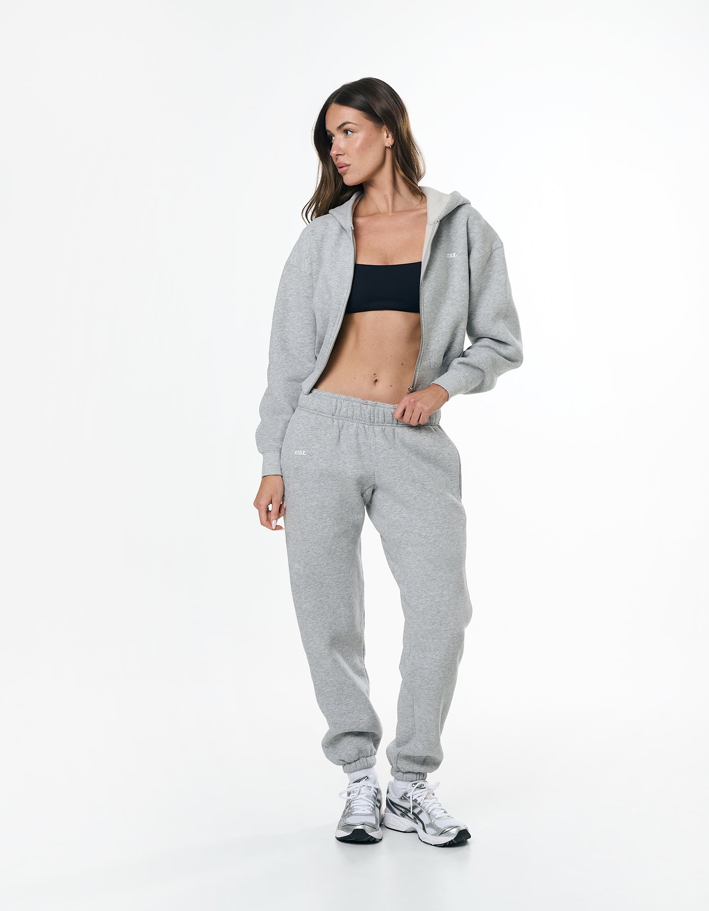 Cropped Zip Hoodie Solfleece® - Grey Marle