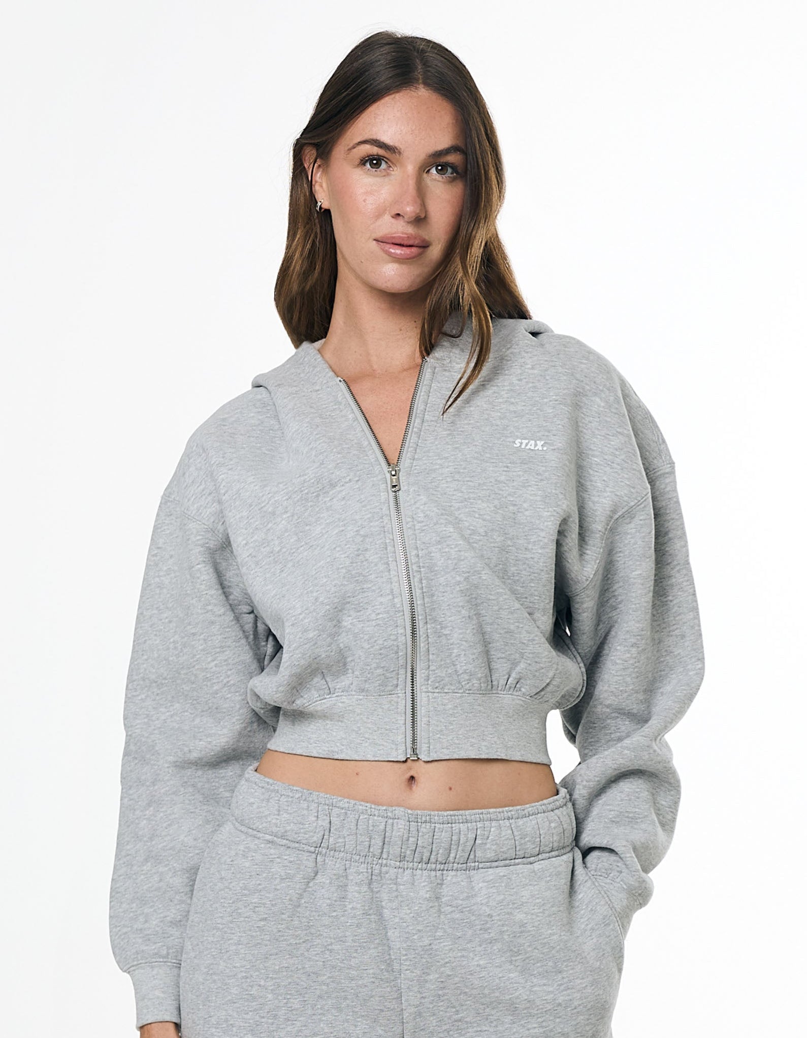 Cropped Zip Hoodie Solfleece® - Grey Marle