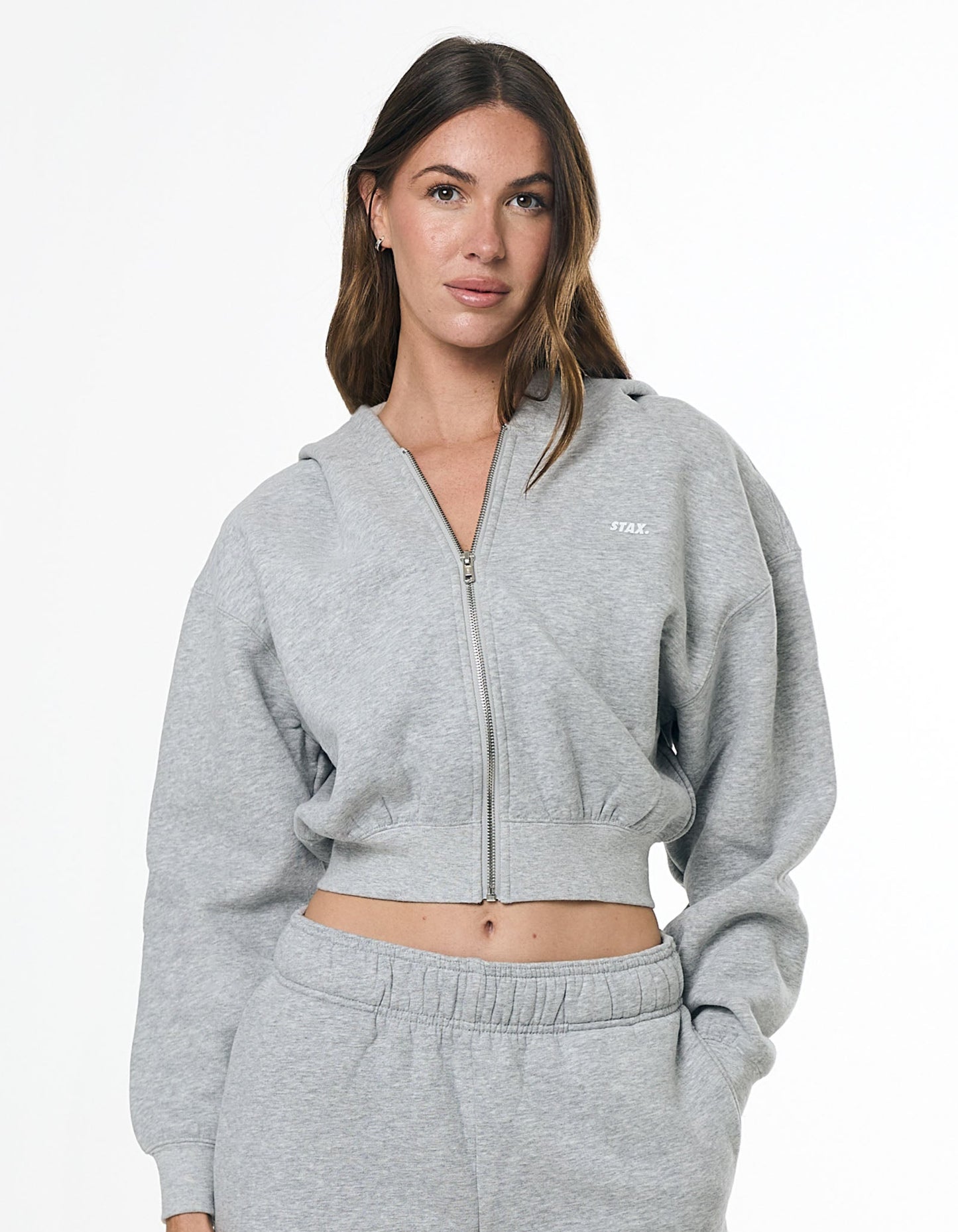 Cropped Zip Hoodie Solfleece® - Grey Marle