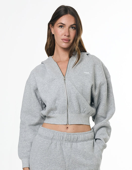 Cropped Zip Hoodie Solfleece™ - Grey Marle