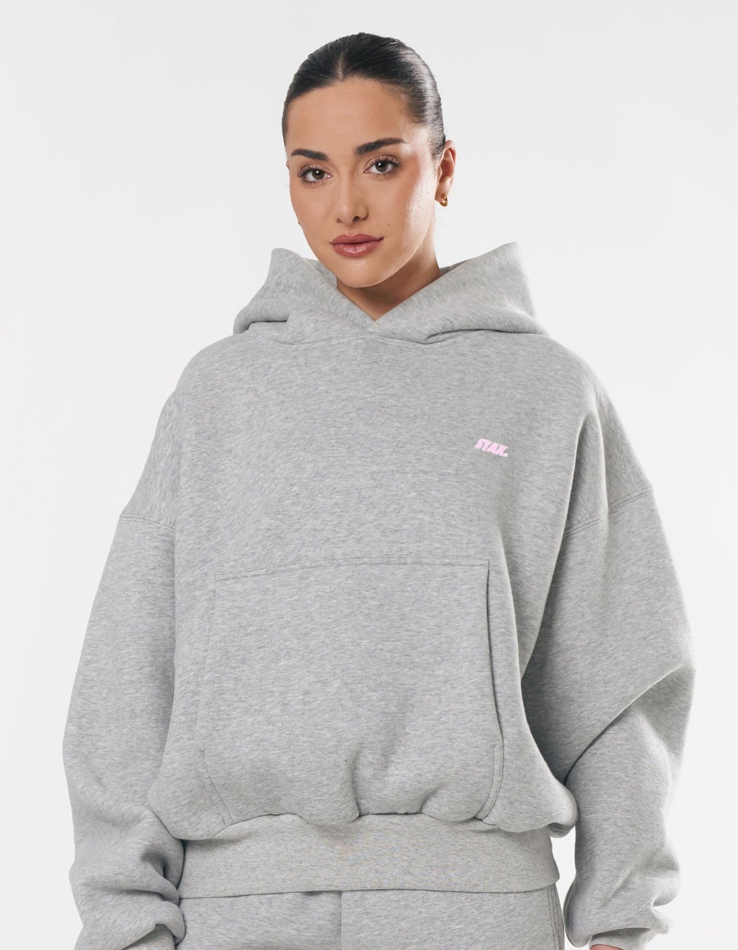 Classic Hoodie - Dark Grey/Pink