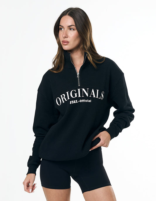 Originals Waffle 1/4 Zip - Black