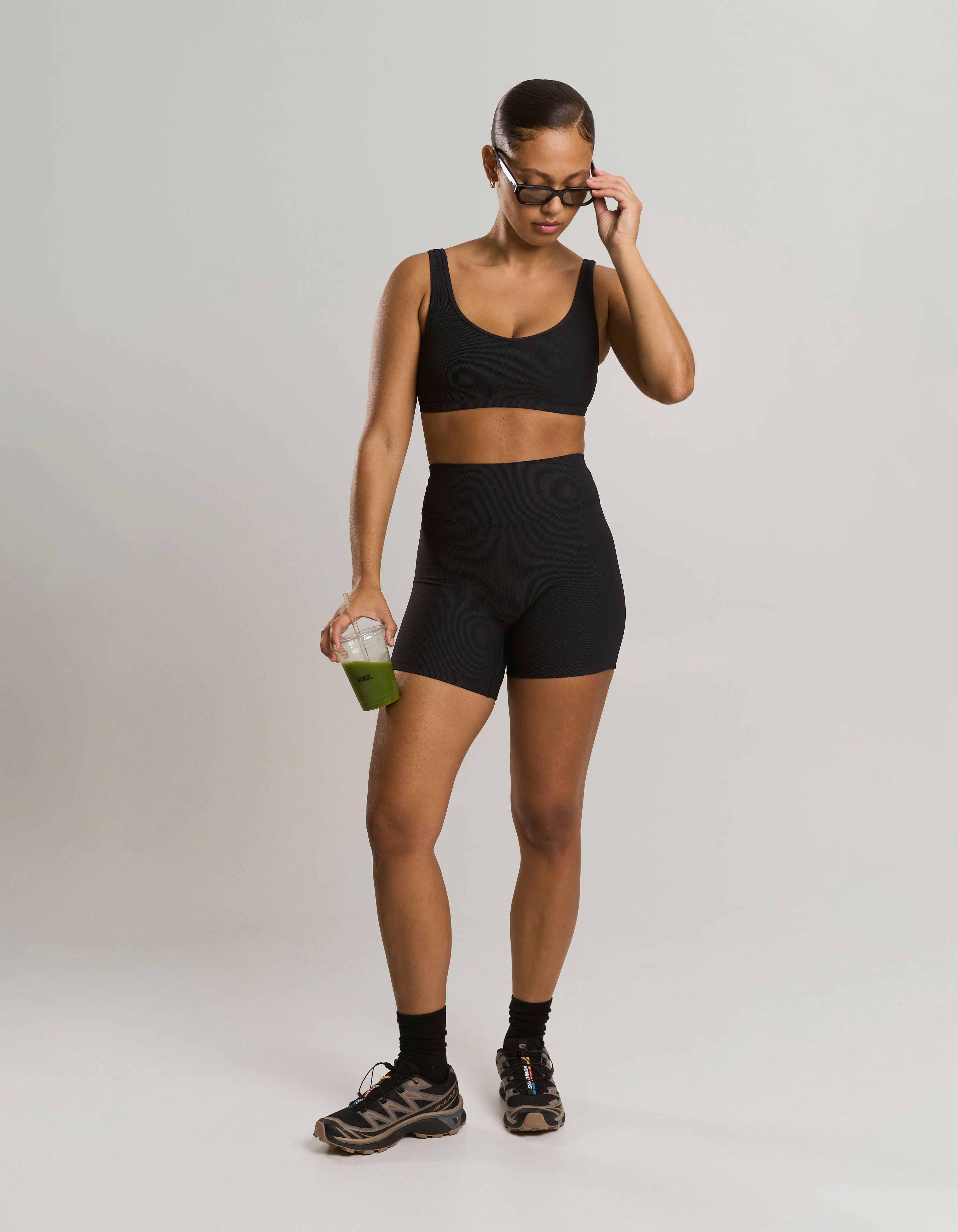 Active Rib Crop - Black