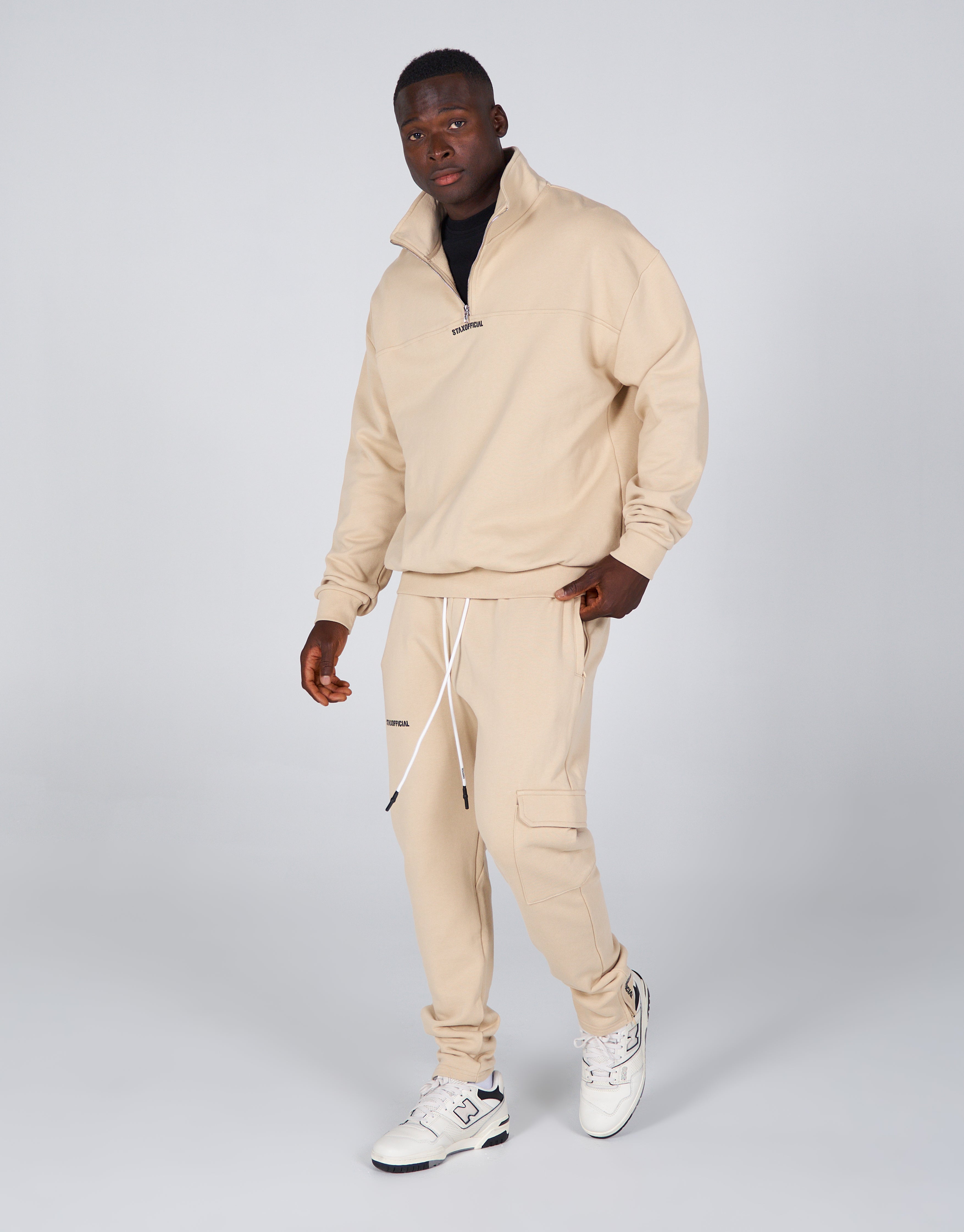 Mens Quarter Zip Crew Cream STAX