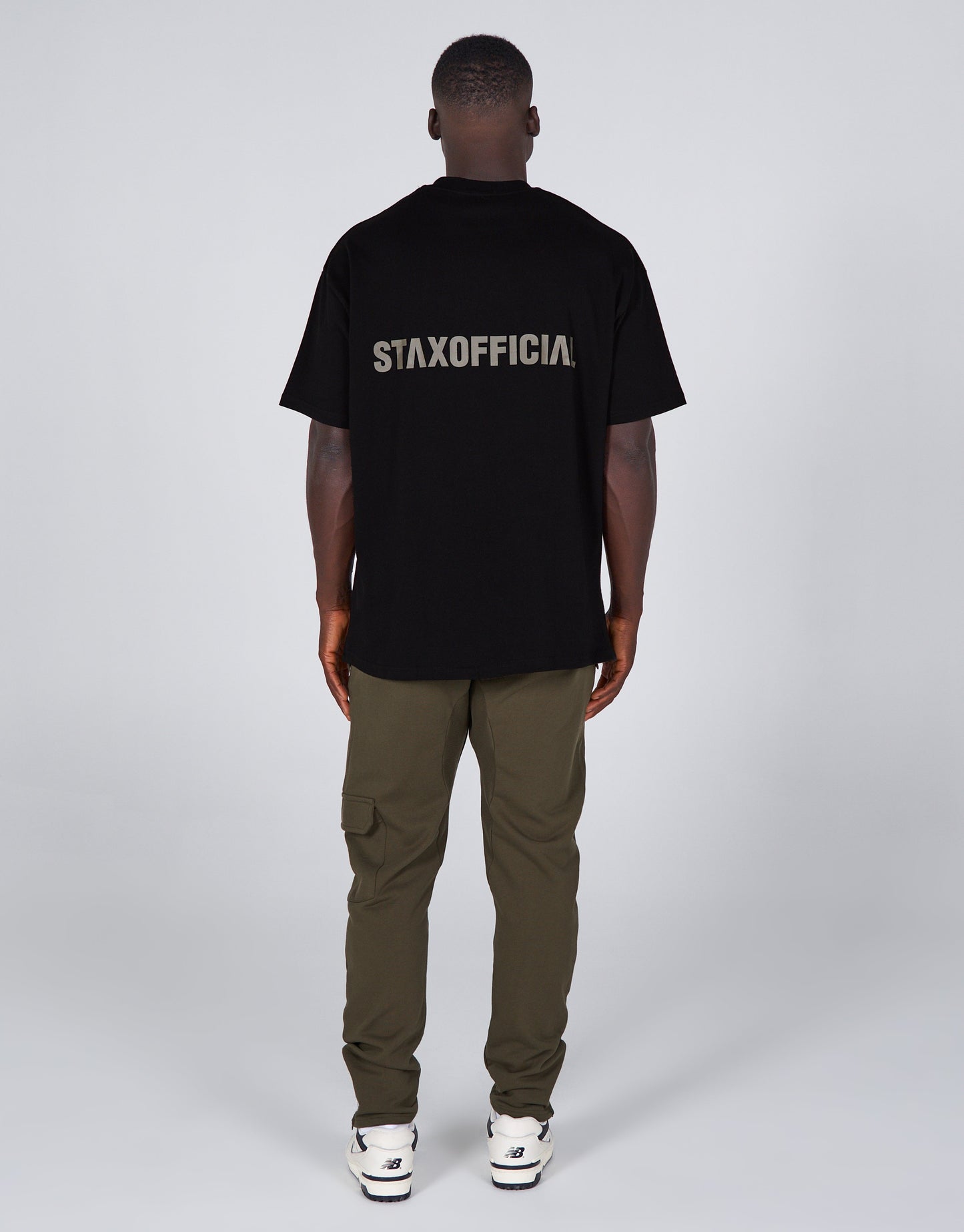 STAXOFFICIAL. Standard Fit Tee - Black/ Khaki Logo