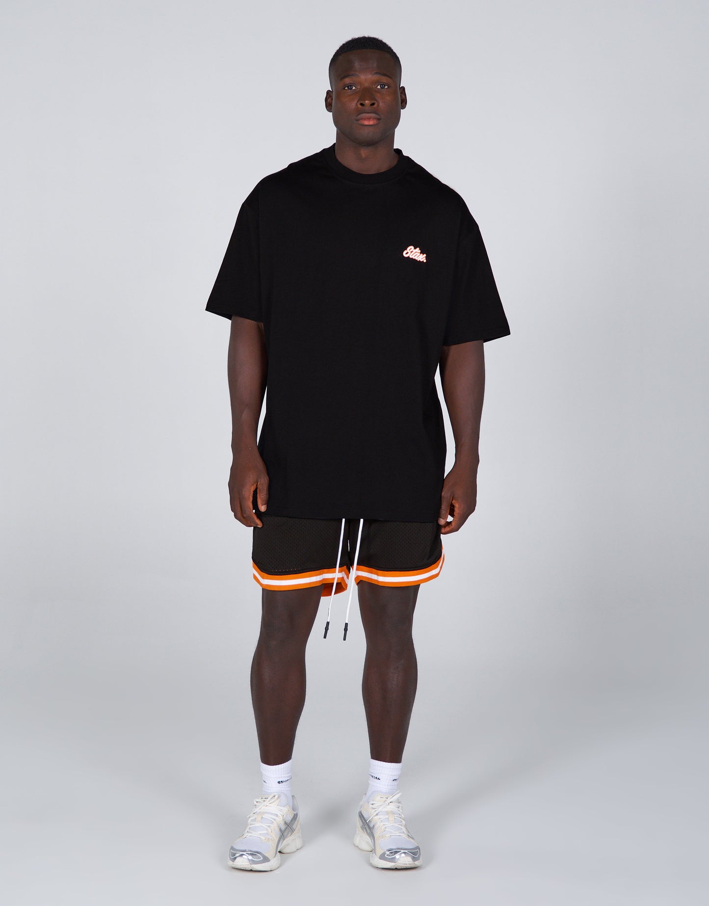 Court Drip Basketball Tee - Black & Orange