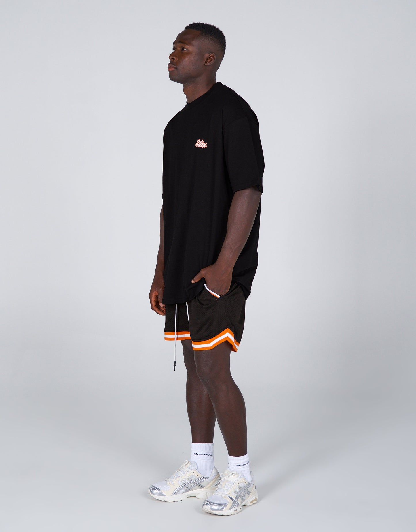 Court Drip Basketball Tee - Black & Orange