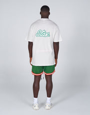 Court Drip Basketball Tee - White & Green