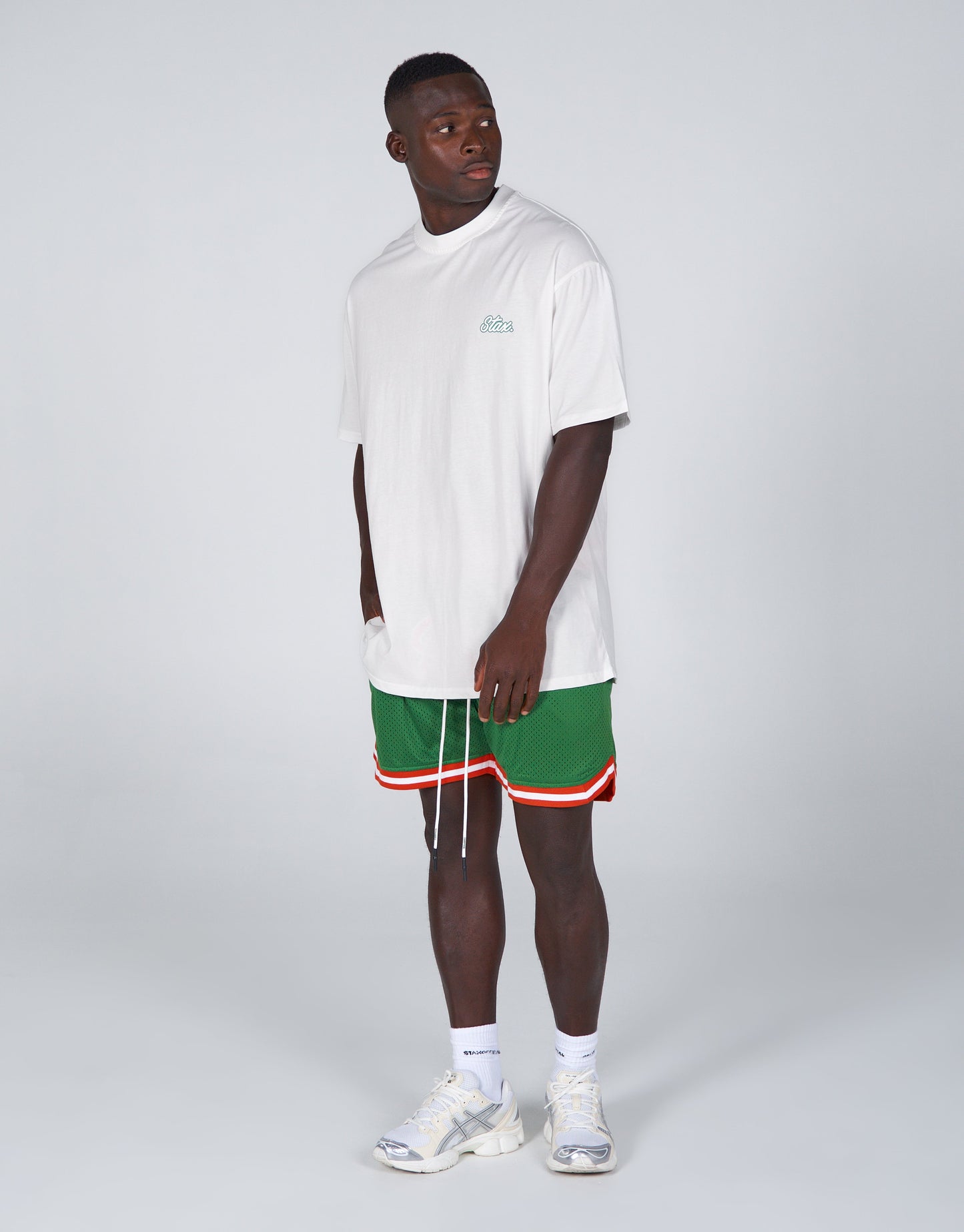 Court Drip Basketball Tee - White & Green