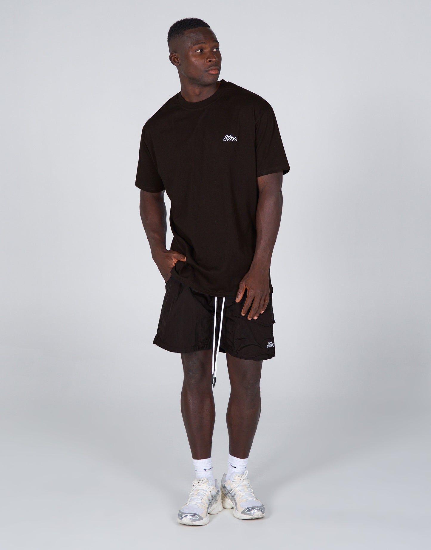 Mens Cursive Nylon Shorts - Boa (Black)