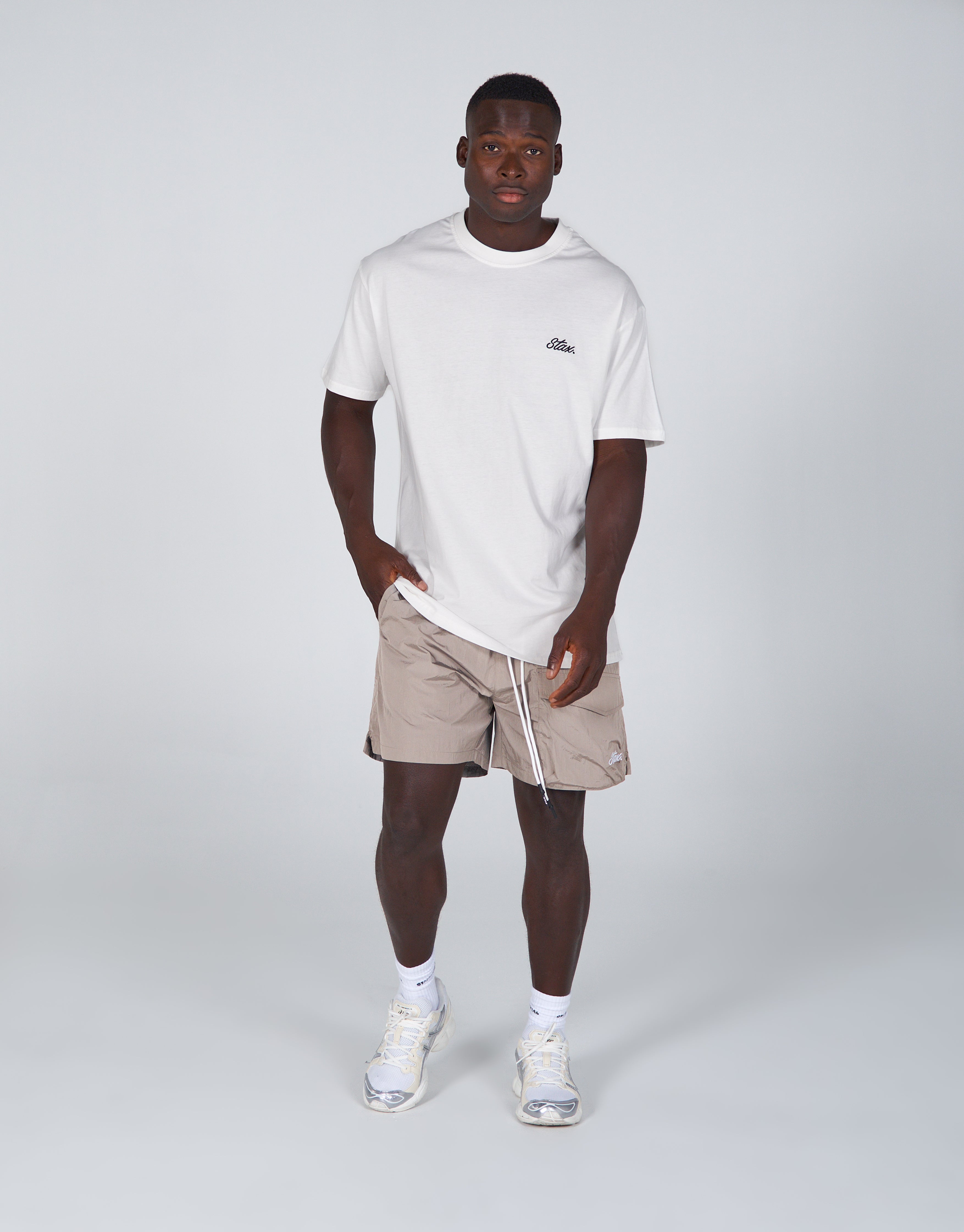 White nylon cheap shorts mens