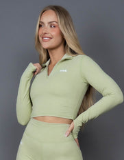 Long Sleeve Zip Crop NANDEX ™ Thistle - Green