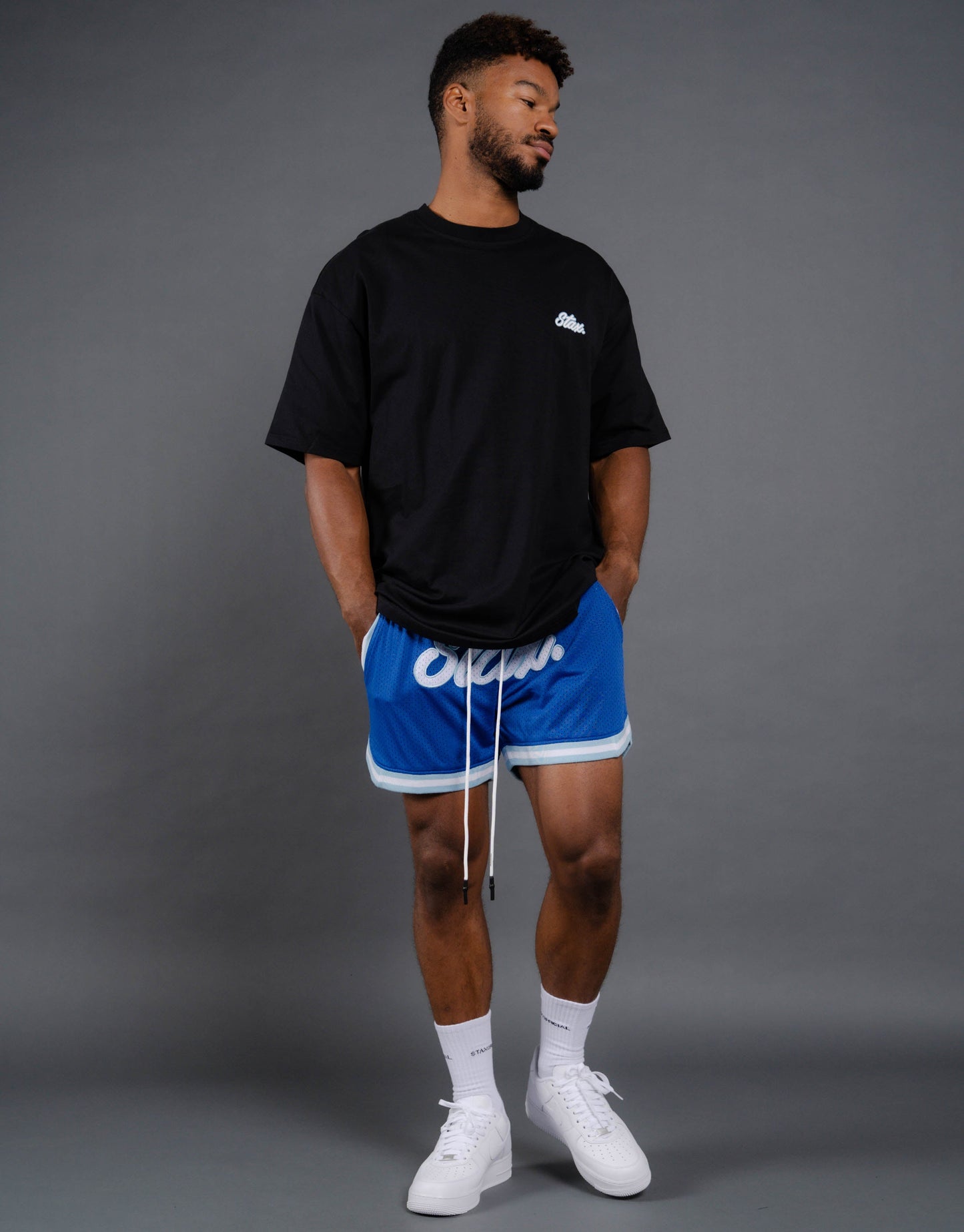 Court Drip Basketball Tee - Black & Blue