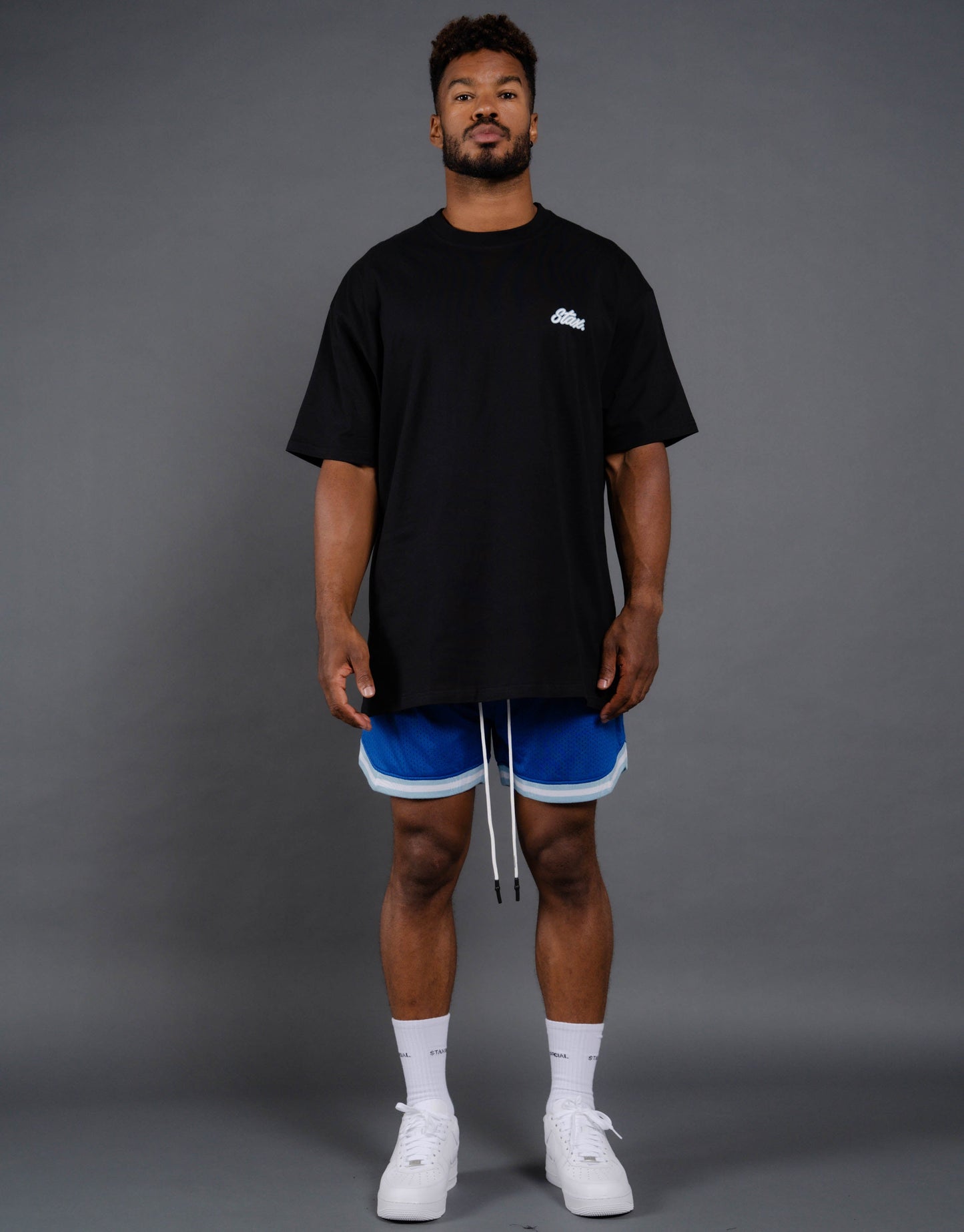 Court Drip Basketball Tee - Black & Blue