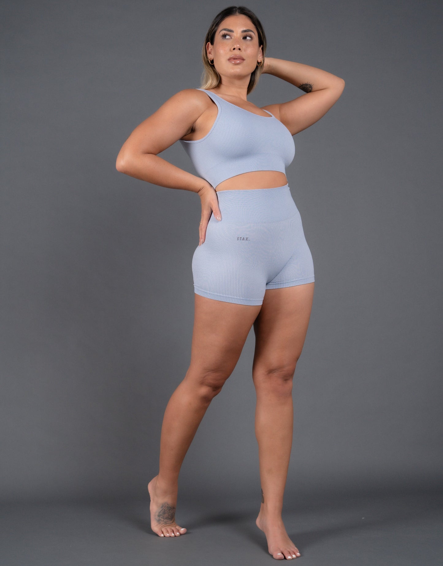 STAX. Premium Seamless V5 Low Back Crop Lounge - Arion (Blue)