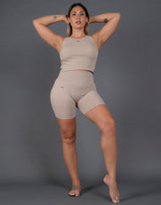 Premium Seamless V5 Cropped Singlet Lounge - Kepler (Beige)