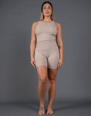 Premium Seamless V5 Cropped Singlet Lounge - Kepler (Beige)