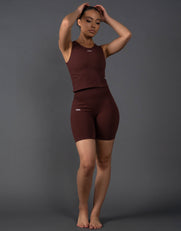 Premium Seamless Cropped Singlet Lounge V5.1 - Umber