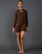 STAX. Premium Seamless V5.1 (Favourites) Cut Out Long Sleeve Lounge - Bark (Dark Brown)