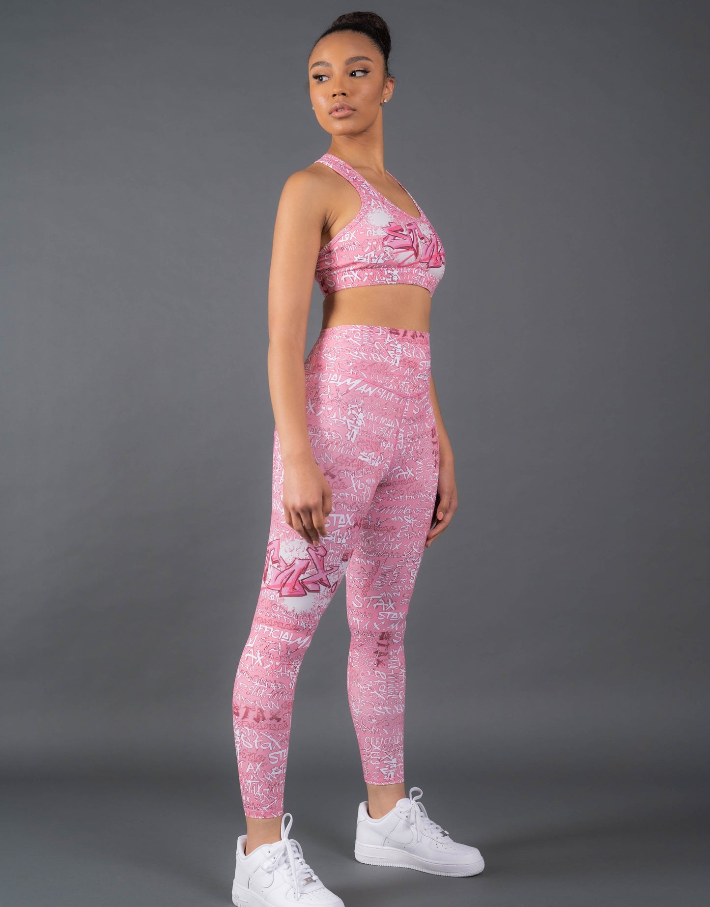 STAX. Graffiti Tights Full Length - Pink and White
