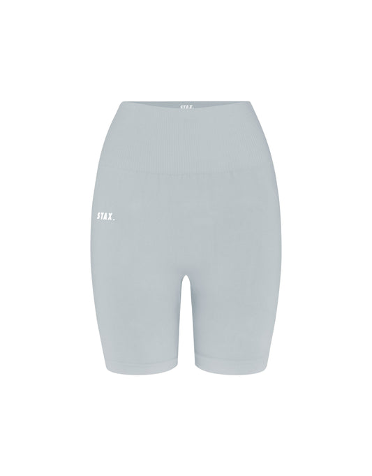 STAX. Premium Seamless V5.1 (Favourites) Midi Bike Shorts - Breeze (Light Grey)