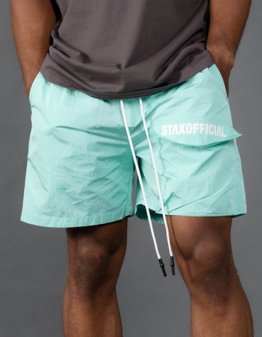 Mens Triple S Nylon Shorts - Aqua