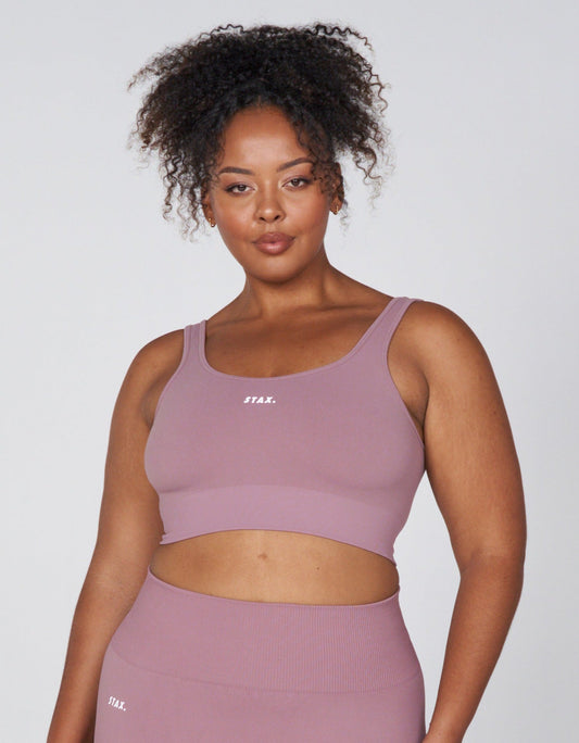 Premium Seamless Favourites Low Back Crop - Dusty Rose