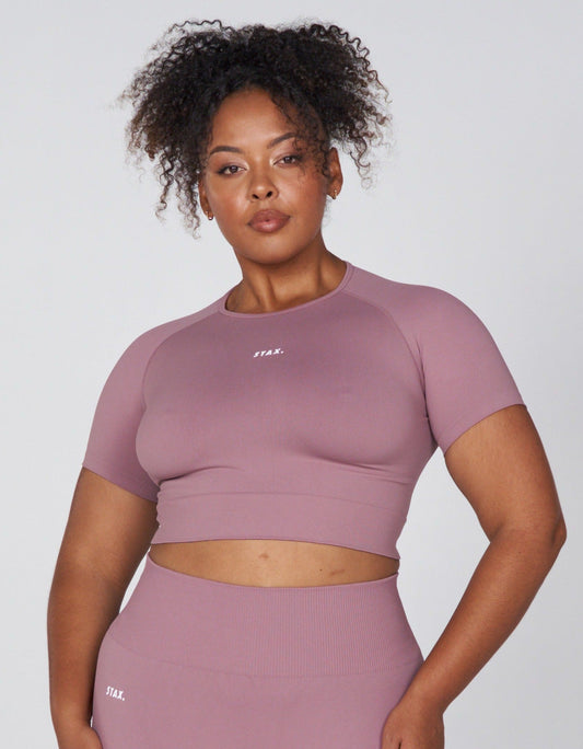 Premium Seamless Favourites Cropped Tee - Dusty Rose