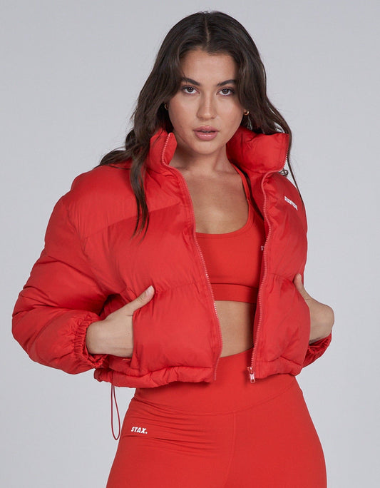 STAX. Cropped Puffer- Red