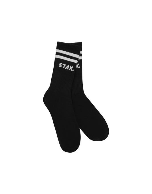 STAX. Unisex Crew Socks - Black Striped