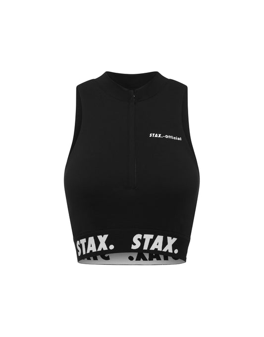 STAX. WB High Neck Zip Tank - Black