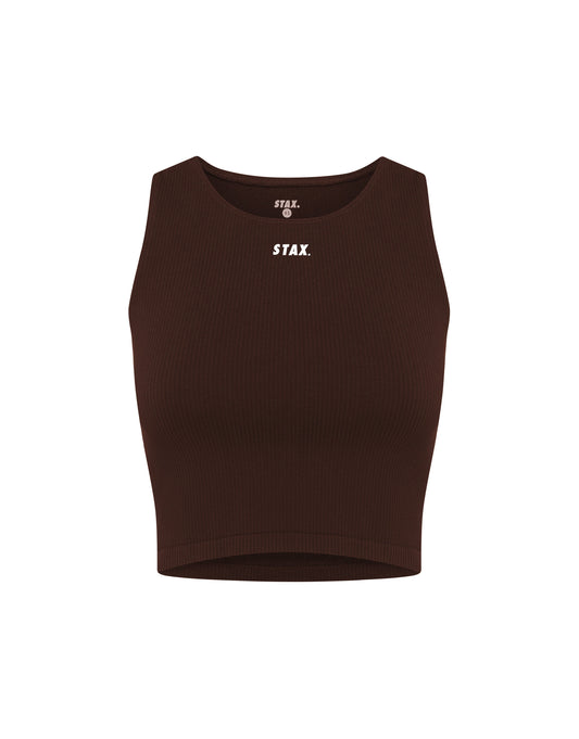 Premium Seamless Cropped Singlet Lounge V5.1 - Umber