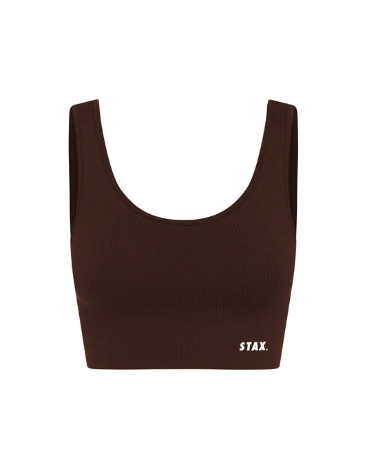 Premium Seamless Low Back Crop Lounge V5.1 - Umber