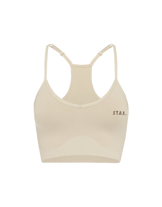 STAX. Premium Seamless V5 Strappy Crop - Kepler (Beige)
