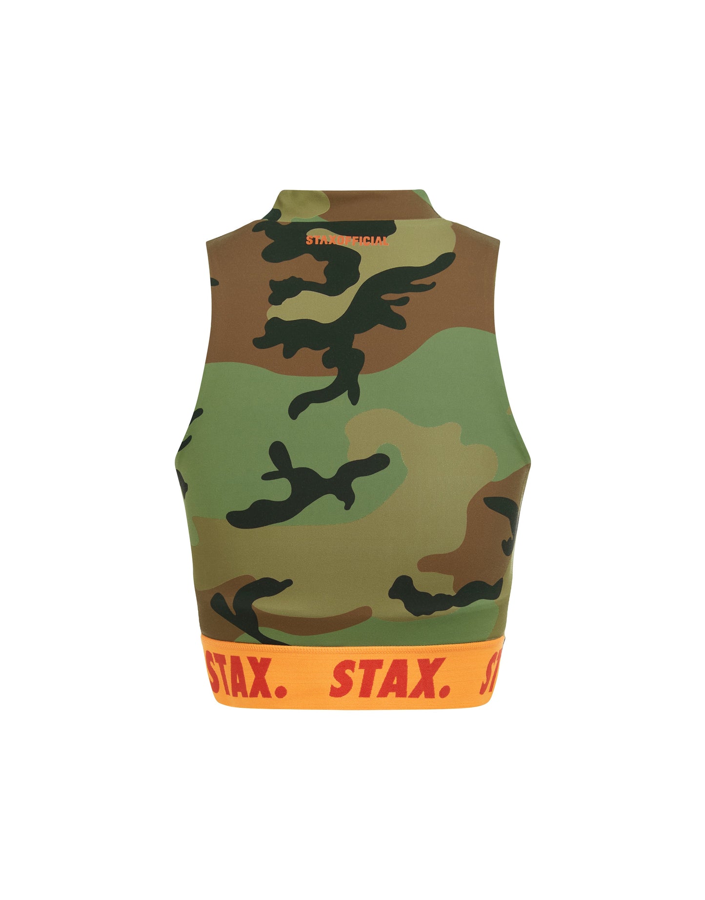 STAX. Camo WB High Neck Zip Tank - Orange