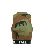 STAX. Camo WB High Neck Zip Tank - Black