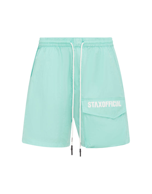 STAX. Mens Triple S Nylon Shorts - Aqua
