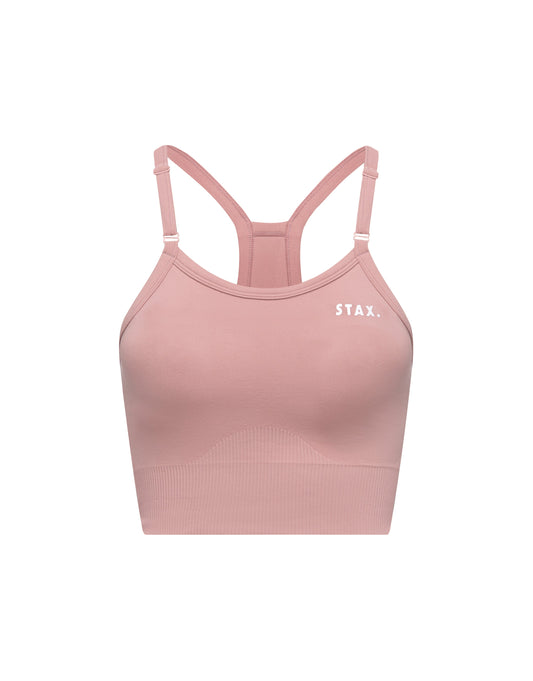 STAX. Premium Seamless V4 Strappy Crop - Dusty Rose
